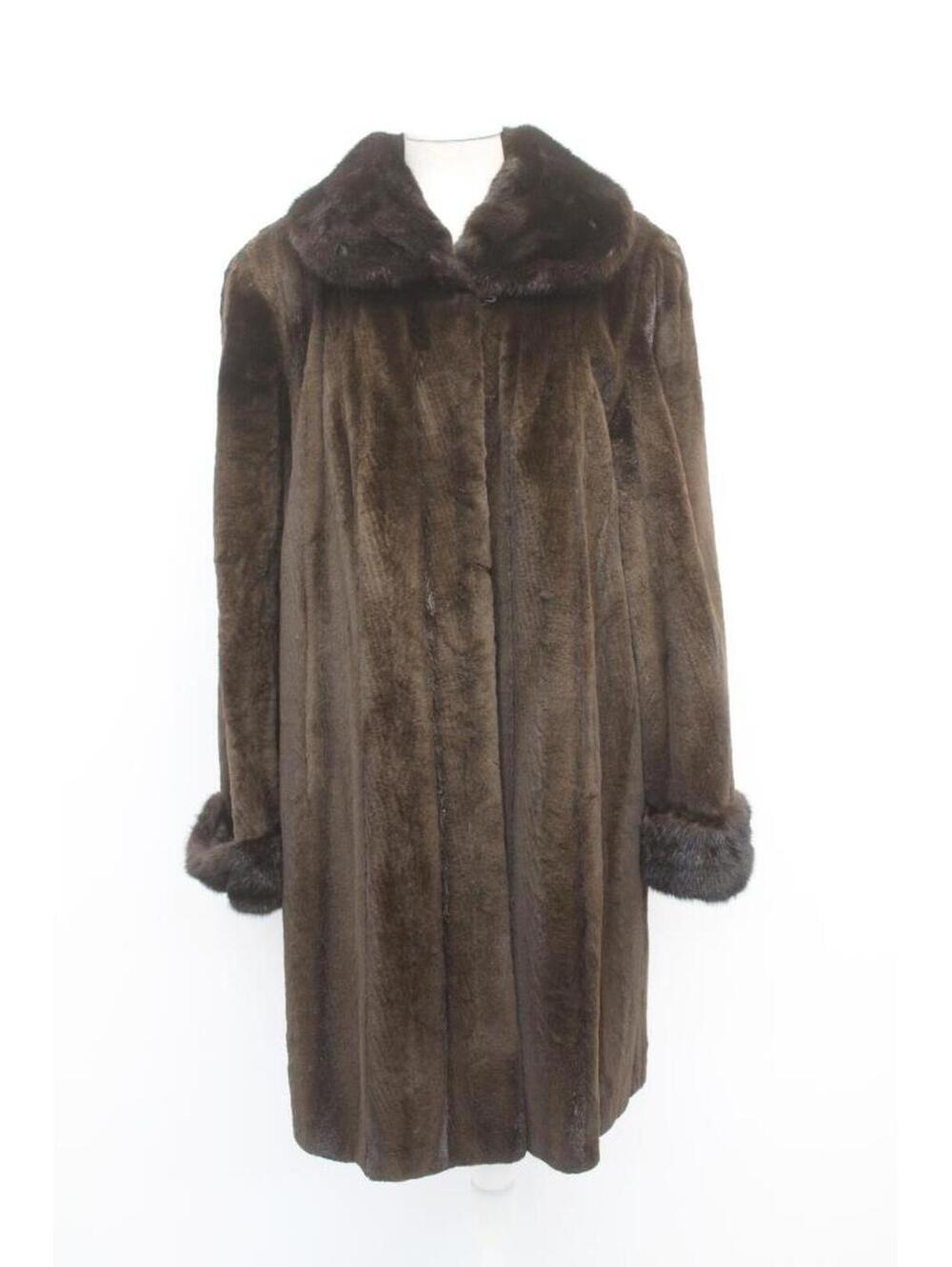 Excellent Sheared Dark Ranch Mink Fur Jacket Coat Women Woman Size 14-16 L-Xl
